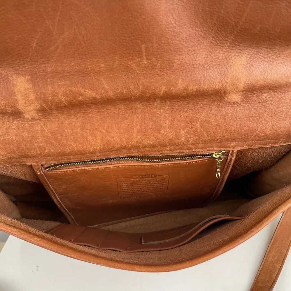 Vintage 90s Coach Lexington Briefcase British Tan Leather USA Messenger Bag 5265